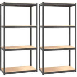 Vidaxl - tagères à 4 niveaux 2pcs Anthracite Acier et bois d'ingénierie