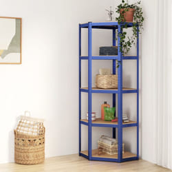 Vidaxl - tagère d'angle à 5 niveaux Bleu Acier et bois d'ingénierie