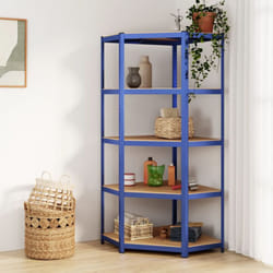 Vidaxl - tagère d'angle à 5 niveaux Bleu Acier et bois d'ingénierie
