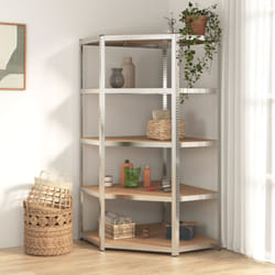 Tagère d'angle 5 niveaux Argenté Acier et bois d'ingénierie