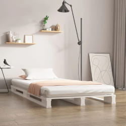 vidaXL Lit de palette blanc 90x200 cm bois de pin massif - 90 x 200 cm