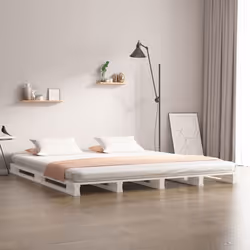 vidaXL Lit de palette blanc 200x200 cm bois de pin massif - 200 x 200 cm