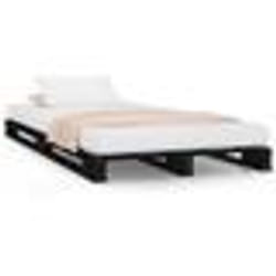 vidaXL Lit de palette sans matelas noir bois massif - 1 PLACE