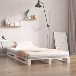 vidaXL Lit de palette Blanc 90x190 cm Bois de pin massif Simple - 90 x 190 cm