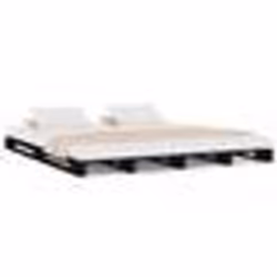 vidaXL Lit de palette sans matelas noir bois massif - 135 x 190 cm