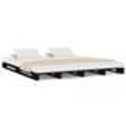 vidaXL Lit de palette sans matelas noir bois massif - 135 x 190 cm