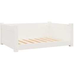 Lit pour chien Blanc 75,5x55,5x28 cm Bois de pin solide Vidaxl