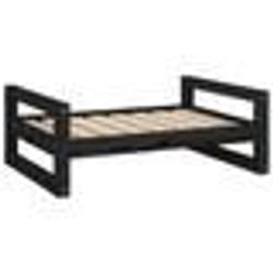 vidaXL Lit pour chien Noir 75,5x55,5x28 cm Bois de pin solide