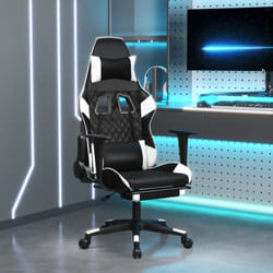 Chaise De Jeu De Massage Avec Repose-pied Noir&blanc Similicuir Vidaxl