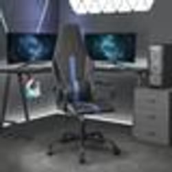 vidaXL Chaise de jeu de massage bleu et noir similicuir