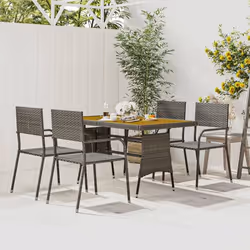 vidaXL Mobilier à dîner d'extérieur 5 pcs Résine tressée Gris