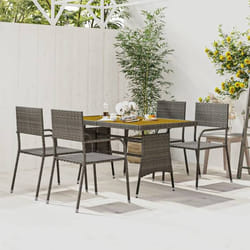vidaXL Mobilier à dîner d'extérieur 5 pcs Résine tressée Gris
