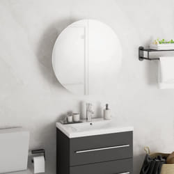 Vidaxl - Armoire de salle de bain miroir rond et led Blanc 40x40x17,5 cm