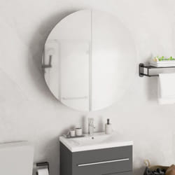 Armoire de salle de bain miroir rond et led Blanc 54x54x17,5 cm Vidaxl