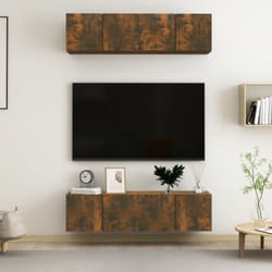 vidaXL Meubles TV muraux 4 pcs Chêne fumé 60x30x30cm Bois d'ingénierie