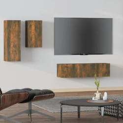 vidaXL Ensemble de meubles TV 4 pcs Chêne fumé Bois d'ingénierie