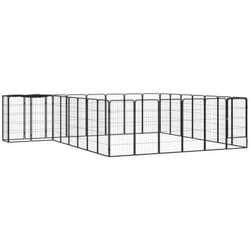 Parc Pour Chien 30panneaux Noir 50x100cm Acier Enduit De Poudre Vidaxl