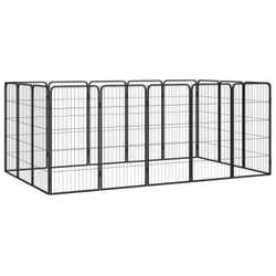 Parc Pour Chien 16panneaux Noir 50x100cm Acier Enduit De Poudre Vidaxl