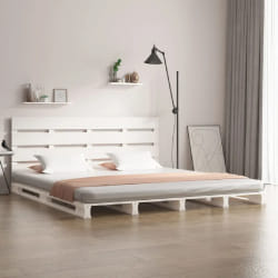 vidaXL Cadre de lit sans matelas blanc 200x200 cm bois massif de pin - 200 x 200 cm