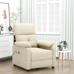 vidaXL Fauteuil de massage - Crème Tissu