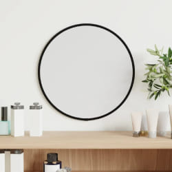 vidaXL Miroir mural Noir Ø 30 cm