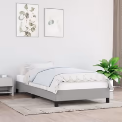 346680 vidaXL Cadre de lit Gris clair 90x190 cm Tissu
