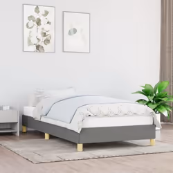 346779 vidaXL Cadre de lit Gris foncé 90x190 cm Tissu