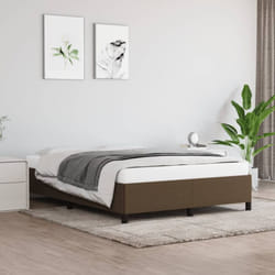 Cadre de lit sans matelas marron foncé 140x200 cm tissu