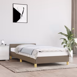 vidaXL Cadre de lit avec tête de lit sans matelas taupe 90x190cm tissu - 90 x 190 cm
