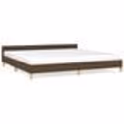 vidaXL Cadre de lit sans matelas marron foncé 200x200 cm tissu - 200 x 200 cm