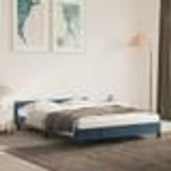 vidaXL Cadre de lit sans matelas bleu foncé 140x190 cm velours - 140 x 190 cm