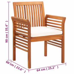 VidaXL 3120450 chaise d'extérieur Terrace Siège rembourré Bois d'acacia Crème - Vue supplémentaire 8