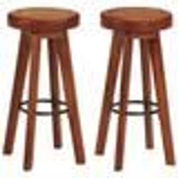 vidaXL Tabourets de bar 2 pcs Cuir véritable et bois d'acacia solide