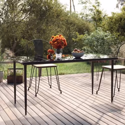 vidaXL Table à dîner de jardin Noir 160x80x74 cm Acier et verre trempé