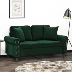 vidaXL Coussins décoratifs Lot de 2 Velours - Vert Foncé