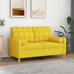 vidaXL Coussins décoratifs lot de 2 Jaune clair Ø15x50 cm Tissu