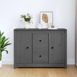 vidaXL Buffet Gris 100x35x74 cm Bois massif de pin