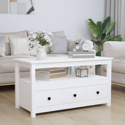 Vidaxl - Table basse Blanc 102x49x55 cm Bois massif de pin