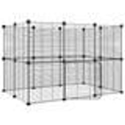 vidaXL Cage animaux de compagnie à 20 panneaux et porte Noir 35x35 cm