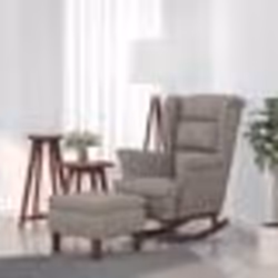 vidaXL Chaise à bascule avec pieds en bois et tabouret Gris clair