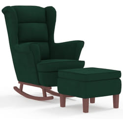 Vidaxl - Chaise à bascule avec pieds en bois et tabouret Vert foncé