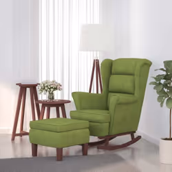 Ce fauteuil à bascule avec tabouret devient le point central de votre salon, ainsi qu'un lieu de prédilection pour lire ou vo ...