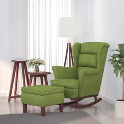 Vidaxl - Chaise à bascule avec pieds en bois et tabouret Vert clair