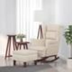 vidaXL Chaise à bascule avec pieds en bois et tabouret Crème Velours