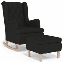 Fauteuil Avec Pieds À Bascule Et Tabouret Noir Tissu Vidaxl