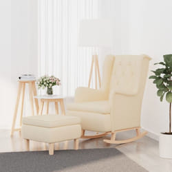 vidaXL Fauteuil avec pieds à bascule et tabouret Crème Tissu - TU
