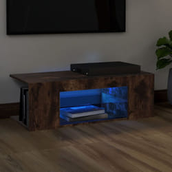 Vidaxl - Meuble tv avec lumières led Chêne fumé 90x39x30 cm