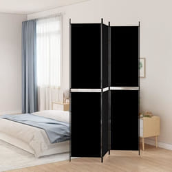 Cloison De Séparation 3 Panneaux Noir 150x220 Cm Tissu