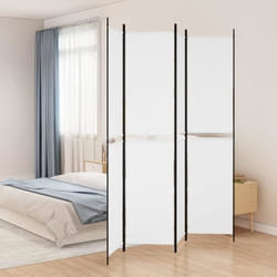 Cloison De Séparation 4 Panneaux Blanc 200x220 Cm Tissu
