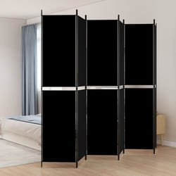 Cloison De Séparation 6 Panneaux Noir 300x220 Cm Tissu